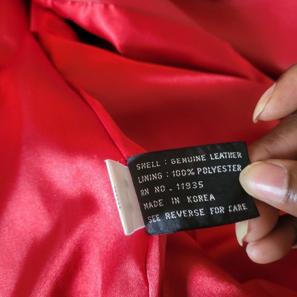 Bright Red Women’s Leather Coat – Size M - Picture 5 of 16